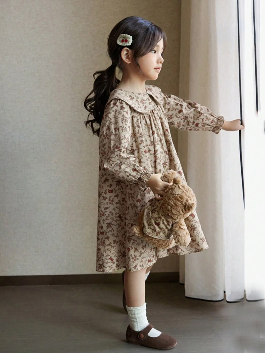 Cô Gái Trẻ In hoa Ditsy Cổ tròn Váy Smock - Nhiều màu - Xem 1