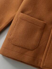 Young Boy 1pc Dual Pocket Hooded Overcoat