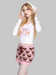 ROMWE Kawaii Cartoon Graphic Crop Tee - White - View 6