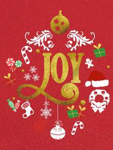 SHEIN Unity 聖誕圖案加絨內裏連帽衫 - 紅色 - 查看 3