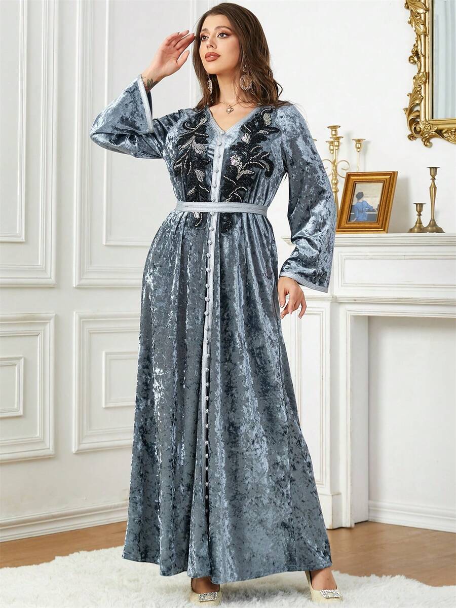 SISKAKIA 阿拉伯連衣裙 - 灰色 - 查看 1