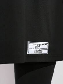 Mulvari 拼接细节开衩下摆连帽衫和打底裤两件套 - 黑色 - 查看 6