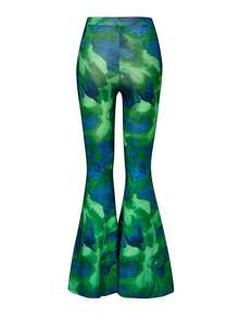 Chiquease Marble Print Flare Leg Pants - Green - View 2