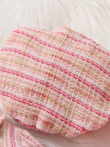 Baby Girl Plaid Pattern Flap Detail Overcoat & Hat - Pink - View 6