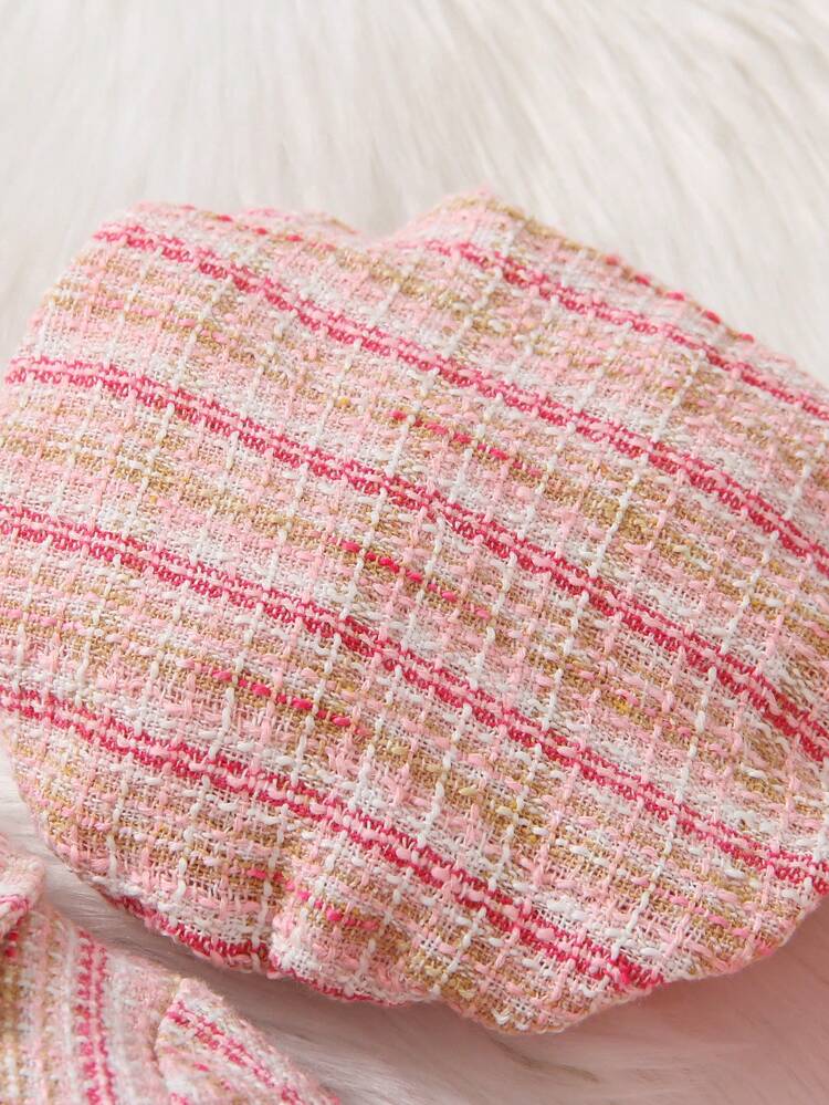 Baby Girl Plaid Pattern Flap Detail Overcoat & Hat