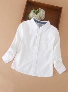 Camisa de manga larga con cuello vuelto estilo prepa para niño preadolescente, para primavera y otoño