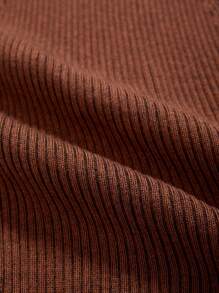 SHEIN ICON Letter Patched Knit Top - Orange - View 4