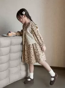 Cô Gái Trẻ In hoa Ditsy Cổ tròn Váy Smock - Nhiều màu - Xem 4