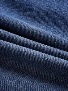 SHEIN MOD Drawstring Waist Flap Pocket Side Cargo Jeans - Medium Wash - View 4