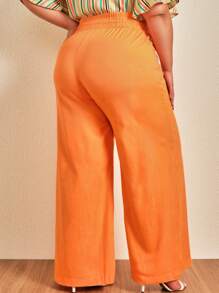 SHEIN Hơn Chất rắn Quần ống rộng - trái cam - Xem 5