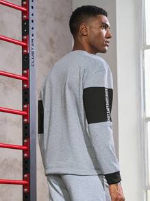 Manfinity Sport Corelite Men Letter Graphic Two Tone Sports Sweatshirt Men Sweatshirt - Grey - View 3