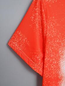 Men Plus Halloween Print V Neck Tee - Orange - View 7