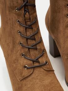 MOTF PREMIUM FAUX SUEDE LACE-UP BOOTIES - Brown - View 5