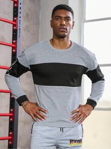 Manfinity Sport Corelite Men Letter Graphic Two Tone Sports Sweatshirt Men Sweatshirt - Grey - View 5