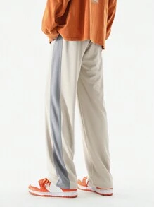 Men Letter Graphic Drawstring Waist Straight Leg Pants
