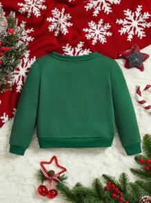 Baby Girl Christmas Print Sweatshirt - Green - View 2