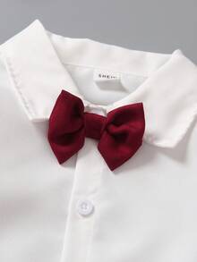 SHEIN 年輕男孩3入組紳士西裝套裝：長袖襯衫+西裝背心+長褲，優雅穿搭，適用於情人節、生日派對、晚宴活動、婚禮、1歲生日、洗禮和婚禮季節