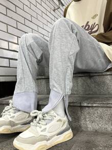 Claim Dot Nam Chất rắn Eo dây rút Quần thể thao - Xám - Xem 5