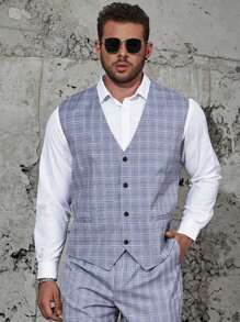 Manfinity Mode Men Plus Plaid Print Waistcoat Without Shirt