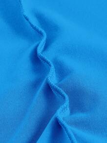 SHEIN MOD Draped Front Ruched Ruffle Hem Halter Neck Backless Dress - Blue - View 3