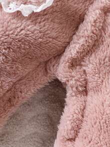 Baby Girl Contrast Statement Collar Dual Pocket Teddy Jumpsuit - Pink - View 4