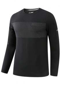 Manfinity Sport Corelite Men Striped Print Sports Tee Long Sleeve Shirt - Black - View 3