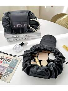 1 pieza Bolsa de almacenamiento de cosméticos de gran capacidad, Bolsa de maquillaje, Bolsa de cuidado de la piel, Bolsa de aseo Cubos de embalaje, esencial de Viaje, esencial de crucero, esencial de dormitorio, regalos para bodas, regalos para damas de honor, regalos para mamá, regalos de cumpleaños, regalos para amigas y profesores, decoración del hogar, decoración del baño, sala de estar y dormitorio, organizador de baño, organizador de joyas, organizador de aceite labial, organizador de esmalte de uñas, almacenamiento de bolsa de maquillaje, organizador de maquillaje, estuche de maquillaje,cosmetiquera neceser neceseres de maquillaje - Negro - Ver 5