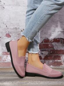 女用針織平底單鞋 - 粉色 - 查看 3