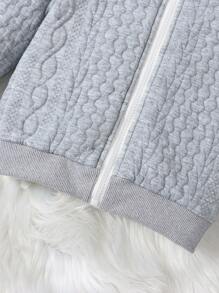 SHEIN Młoda dziewczyna Podszyte pluszem Z Kapturem Kurtki i spodnie dresowe Bez swetra