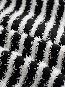 SHEIN Unity Striped Super Crop Top Without Cami Top - Black and White - View 6