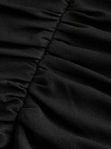 SHEIN MOD 大尺碼女士百褶無袖連衣裙 - 黑色 - 查看 4