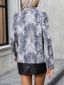 SHEIN LUNE 豹紋印花燈籠袖襯衫 - 彩色 - 查看 2