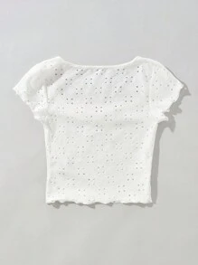 Soleia Sweetheart Neck Ruched Bust Schiffy Tee - White - View 2