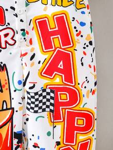 SHEIN Young Boy Cartoon Graphic Shirt Jumpsuit - White - View 4