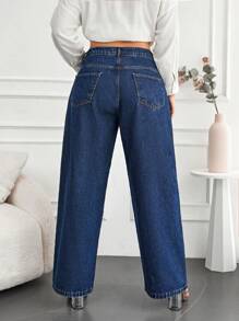 Jeans a gamba ampia con zip, taglie comode