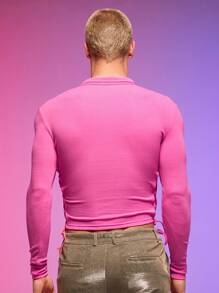 FeverCity Men Drawstring Side Polo Shirt - Hot Pink - View 2