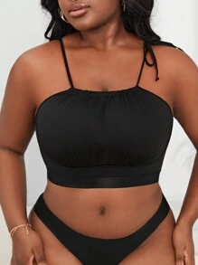 Plus Tie Shoulder Bra - Hitam - View 1