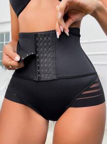 Hook And Eye Waist Trainer - Black - View 1