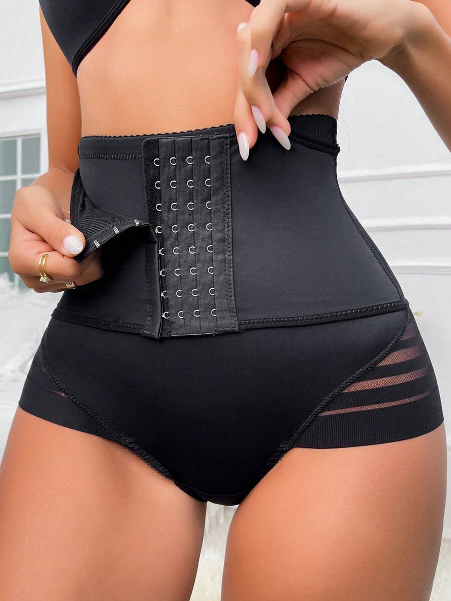 Hook And Eye Waist Trainer - Black - View 1