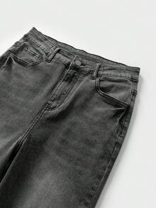 少年破洞水洗牛仔褲 - 深灰色 - 查看 5