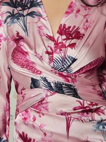 EastFlair Floral Print Ruched Bodycon Dress