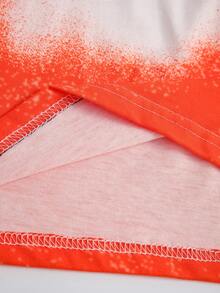 Men Plus Halloween Print V Neck Tee - Orange - View 8