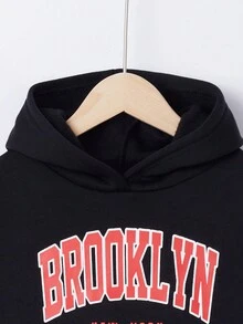 SHEIN 男童字母图案卫衣 - 黑色 - 查看 5