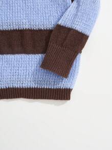 SHEIN EZwear Color Block Drop Shoulder Sweater - Multicolor - View 3