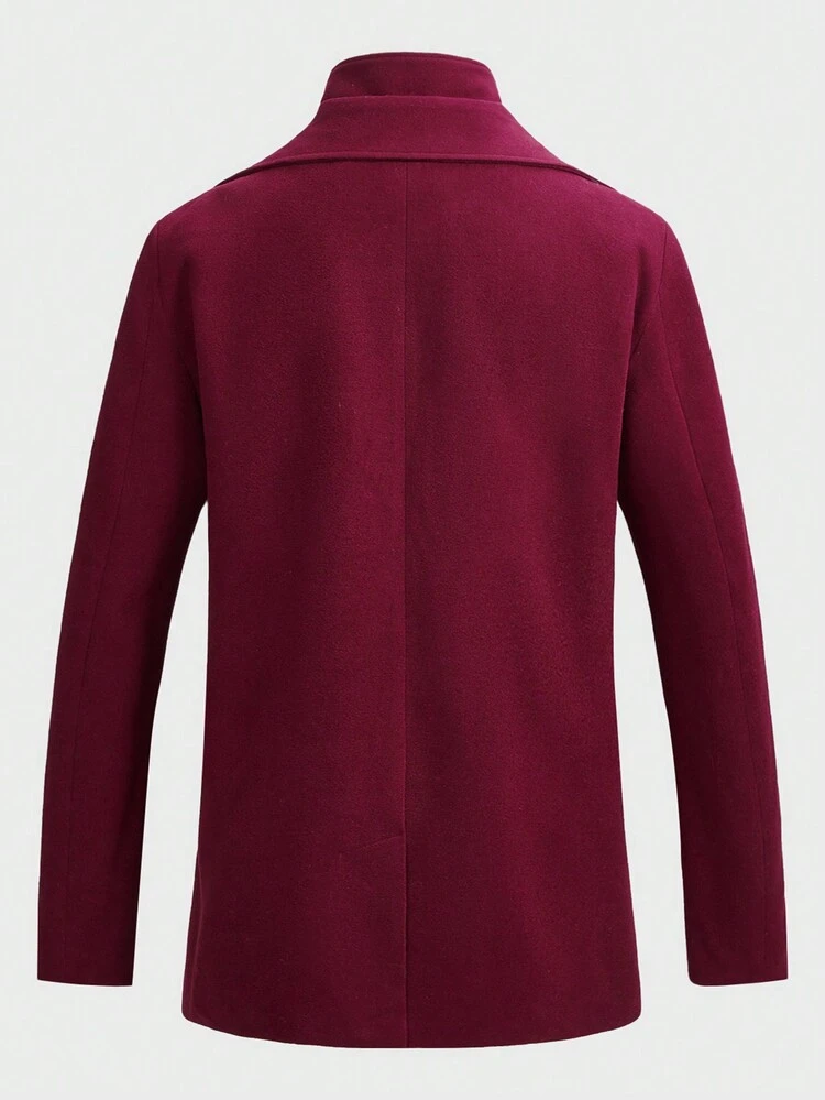 Men Lapel Neck Solid 2 In 1 Overcoat