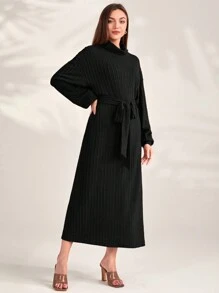 Mulvari Cổ giả Thả vai Váy có thắt lưng - màu đen - Xem 3