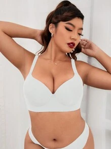 Plus Solid Underwire Push Up Bra