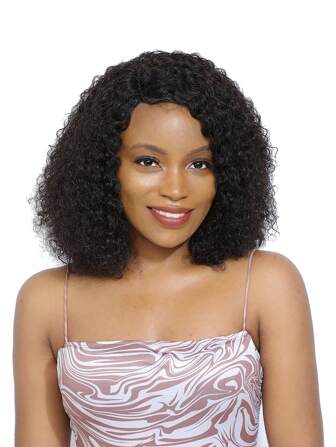Short Curly Wave Bob Wig 13X4X1 T-Part Lace Wig With Baby Hair Human Hair Wig For Women