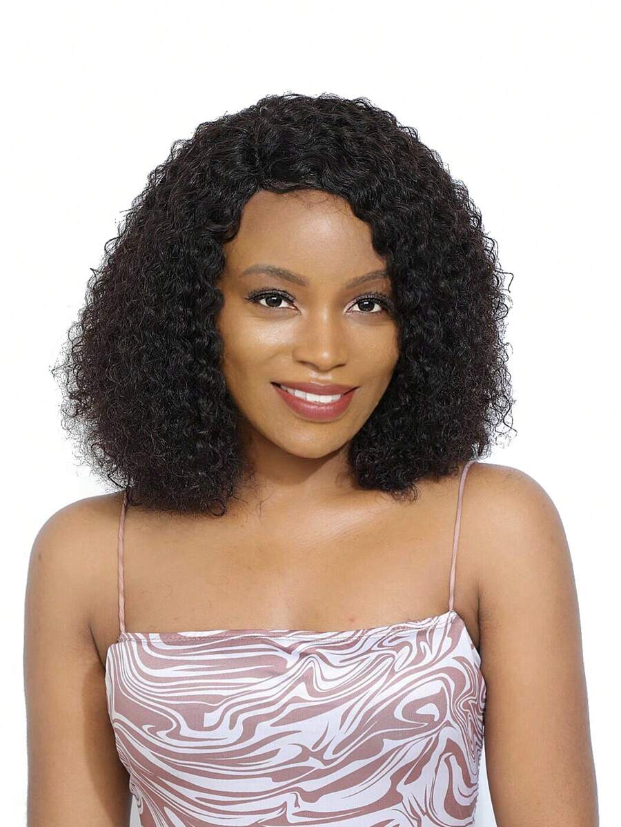 Court Bouclé Vague Coupé Au Carré Perruque 13X4X1 T-Part En Dentelle Perruque Avec Cheveux De Bébé Perruque De Cheveux Humains Pour Femme devant en dentelle Perruque human hair