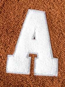 男大童字母貼布落肩袖連帽絨毛外套不帶T恤 - 棕色 - 查看 3